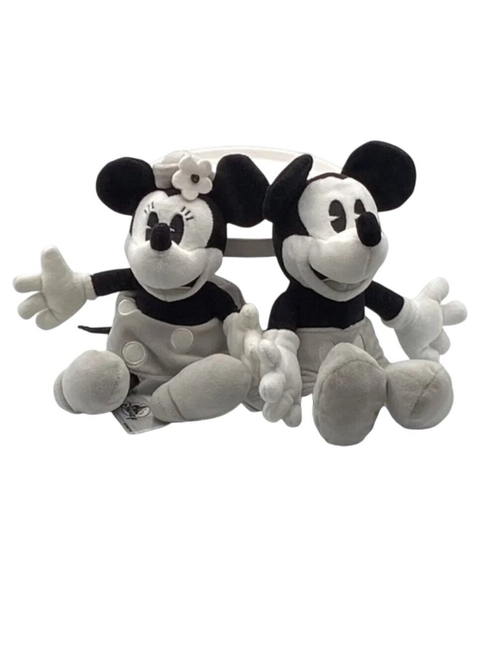 Disney Theme Park Mickey & Minnie Mouse Black and Gray Plush  Toy